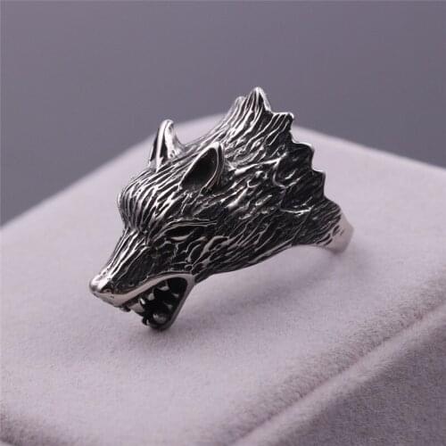 Personality Wolf Head Rings for Motorcycle Party Domineering Cool Punk Animal Silver Color Rings for Men Jewelry Accessories