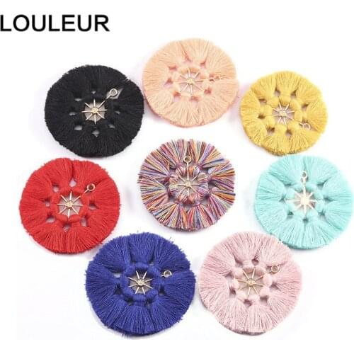 5pcs/lot 55mm Round Colorful Tassels Earrings Pendant Charms Crafts Tassel For DIY Earrings Making Jewelry Making Accessories