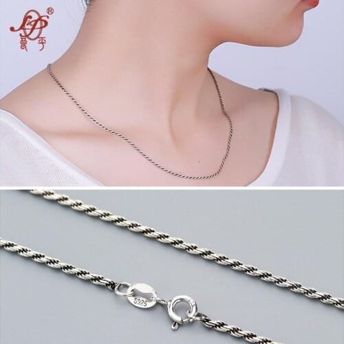 L&P 45CM Necklace Chain 925 Sterling Silver Lobster Clasp Adjustable Thai Rope Chain Fashion Necklace Jewelry