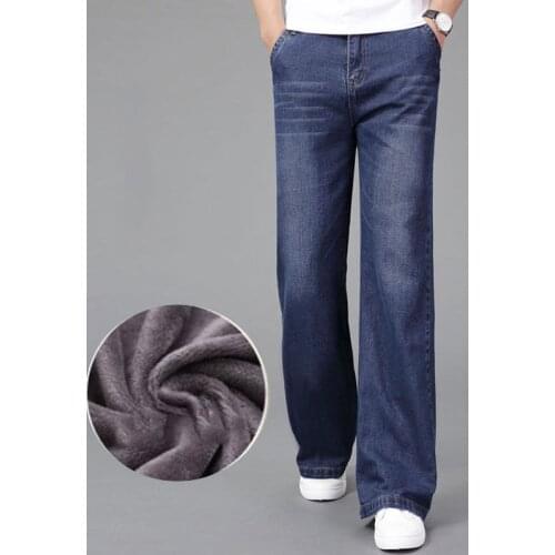 2021 New Men Mens Winter Plus Velvet Loose Straight Mens Jeans Casual Mens Thick Pants Denim Leisure simplicity