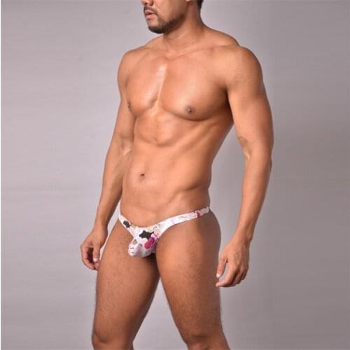 WOXUAN Men Underwear Spandex Low Rose Gay Men Thongs and G Strings Sexy Convex Pouch Panties Men Bikini Jockstrap Briefs