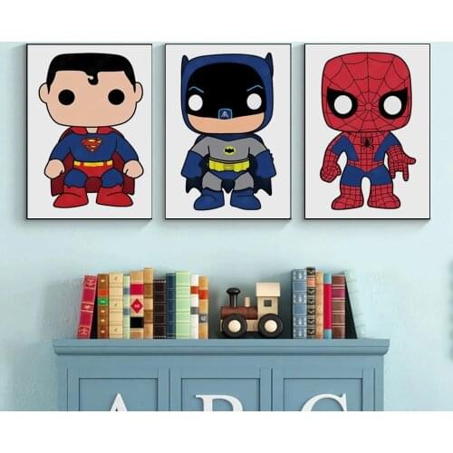 Cartoon Superheroes Wall Art Canvas Print Painting Spiderman Marvel Poster Children Living Room Home Decor Nordic Mural Cuadros