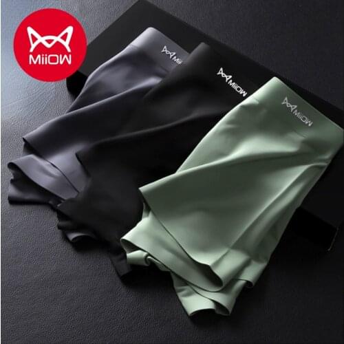 MiiOW Mens Underwear Mens Modal New Traceless Antibacterial Flat Pants Large Size Breathable Mens Four Legged Pants