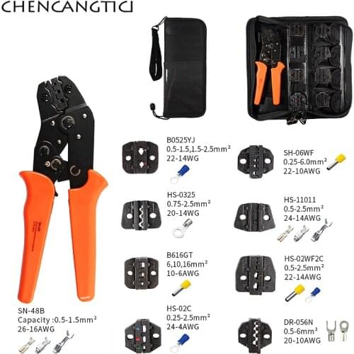 1 set crimping tool for 4.8 6.3 terminal crimper sn-48b crimping pliers wire 0.5-1.5mm2 alicate AWG 20-15 hand tool kit
