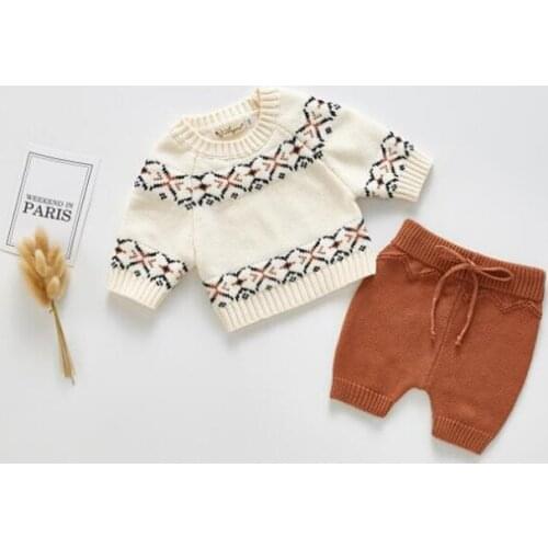 Baby Boy Clothes Newborn Autumn Winter Knitted Baby Clothes Set Cotton Baby Sweater Pant 2Pcs Baby Clothing Set Girl Boy Outfit