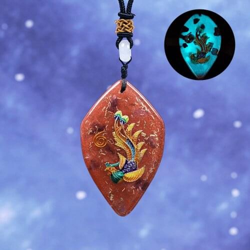 Cloisonne Phoenix Pendant Necklace - Mythological Phoenix Jewelry Bird Orgone Pendant Energy Meditation Jewlry