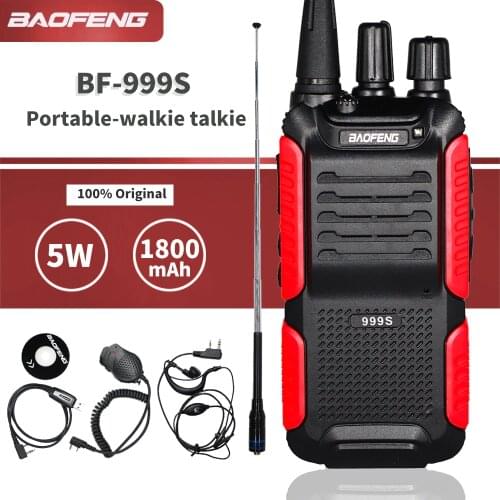 Baofeng BF-999S Plus Walkie Talkie 5W 1800mAh Portable CB Ham Radio 10km Two-way Radio FM Transceiver Upgrade BF-888s Intercom