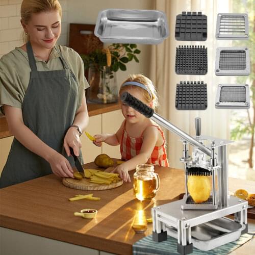 French Fries Cutter Commercial Vegetable Fruit Slicer Dicer With 3 Stainless Steel Blades Potatoes Carrots Cucumbers