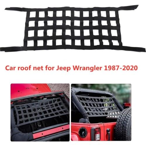 1PCS Black Car Roof Storage Net Hammock For Jeep Wrangler 1987-2020 Nylon Heavy Duty Cargo Net Auto External Accessories