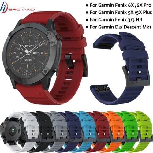 26mm 22 For Garmin Fenix 6X /6X pro Fenix 5X /5X Plus Replacement Quick Release Silicone Watch band Wrist Strap Fenix 6 Fenix 5