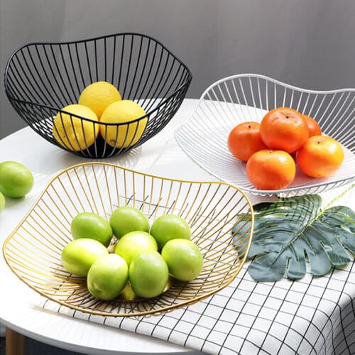 Nordic style Geometric Shape Gold Iron Art Fruit Storage Basket Home Organization Bowl Decoration Tool For Vegetable Cosmetics