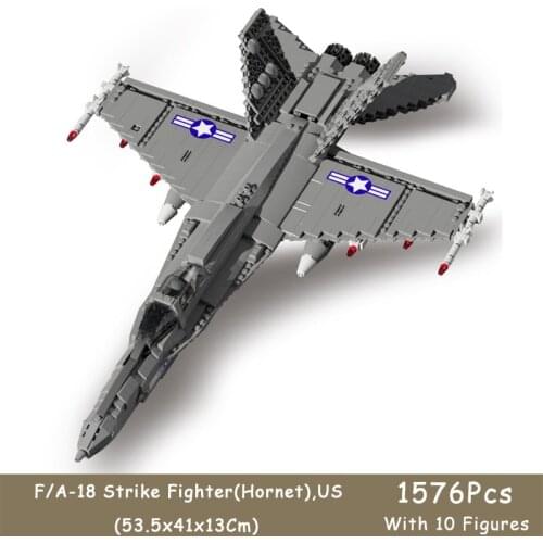 World Famous Combat Aircraft Military Series F/A-18 Strike Fighter Hornet High-Tech Air Fighter Aviation Building Blocks Toys