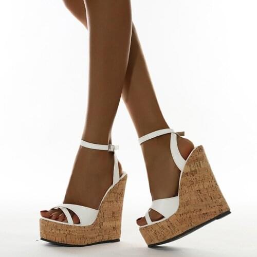 New Summer New Womens High Heels Sandals Platform Buckle Wedges Front Open Toe Ladies Shoes Size 35-42