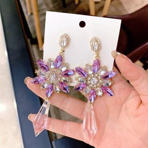 Korean Version of The New Baroque Style Retro Crystal Tassel Pendant Earrings Ladies Elegant Pearl Rhinestone Earrings Jewelry