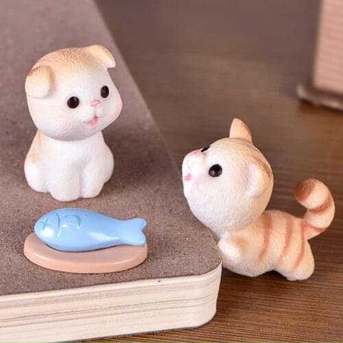 1pcs Cute Cartoon Naughty Kitten Pet Cat Miniature Craft Home Garden Decor Micro Landscape Figuries Kids Gifts