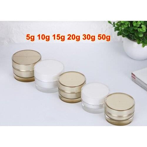 10pcs 5g 10g 15g 20g 30g 50g White/Gold Cosmetic Jar Plastic Refillable Bottle Cream Jar Portable Cosmetic Make Up Container