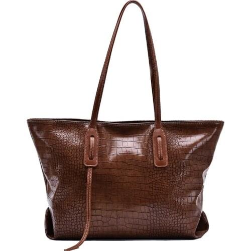 2021 Elegant Handbags Female Travel Totes Lady Beautiful Fashion Stone Pattern High Capacity Pu Leather Shoulder Bags for Women