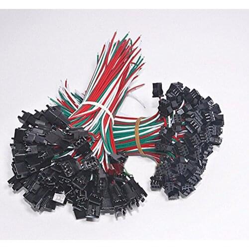 50pairs/lot 10cm/pcs 20cm/pair 2pin LED connecting wire, male and female connector Terminals cable, SMP 22awg Extend wired wire