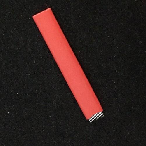 500pcs 12F Flat Tattoo Needles Pins Microblading Blades for Permanent Makeup Manual Pen Microblade 3D Embroidery Fog Eyebrow