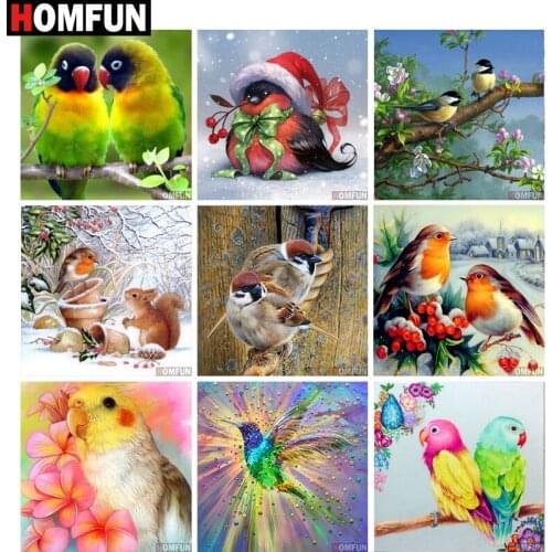 HOMFUN Diy 5d Diamond Painting "Color Bird scene" Cross Stitch Square Round Diamond Embroidery Handwork Rhinestone Art