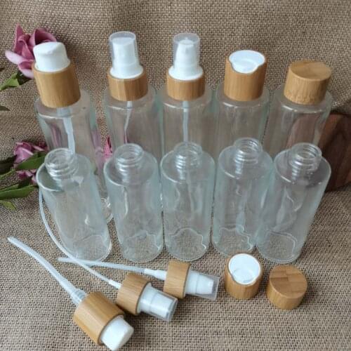 Engraving logo 50g 100g cream jar Frosted Clear pumps tops bamboo lotion bottle 150ML Frost Glass Mist Spray Bottle