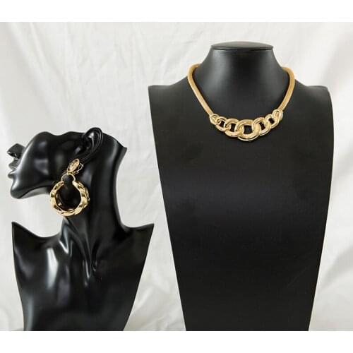 SUNNICE Big Marshmallow Necklace And Earrings Set For Women Long Large Jewelry Set Wedding Gift For Lady