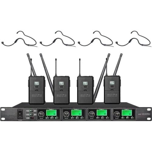 Bolymic Professional Wireless Headset Microphones System 4 Channel Gooseneck Conference Microphone Lavalier Mics Wireless System