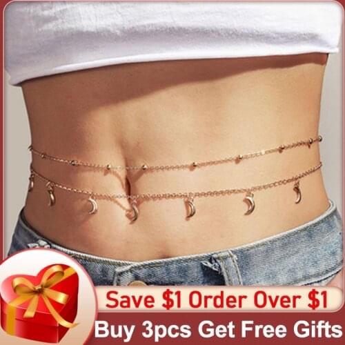 Leaf Diamond Belly Waist Chain For Womens Bohemian Geometric Circle Love-Heart Tassel Water Drop Shell Sexy Body Jewelry Gifts