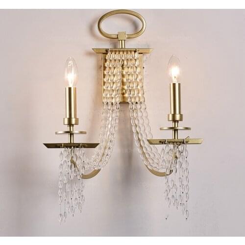 Fringe designer wall lamp crystal beads wall sconce luxury Champagne gold lighting in bedside luxury wall mirror light for hotel