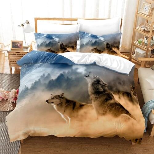 Wolf Bedding Set Single Twin Full Queen King Size Animal Wolf Bed Set Childrens Kid Bedroom Duvetcover Sets 3D Design 004