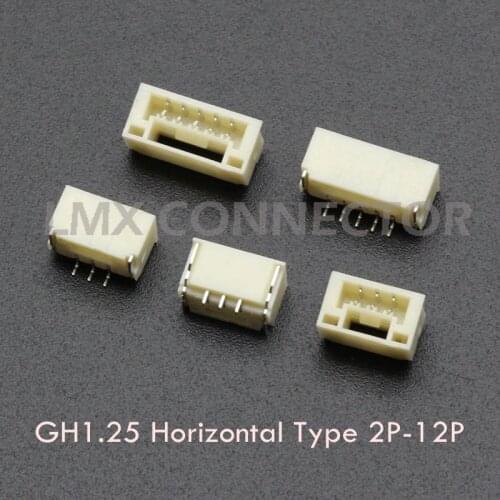 20PCS GH 1.25 Connector with Lock 1.25mm SMT Horizontal Type Socket 2P 3P 4P 5P 6P 7P 8P 9P 10P 11P 12P JST A1257