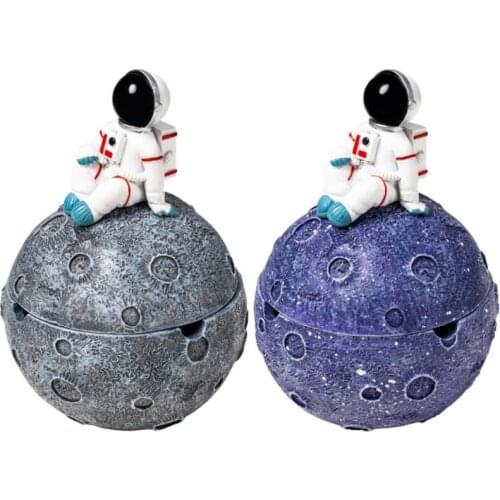 Creative Embossed Universe Moon Ashtray with Lid Resin Ornament Novelty Funny Cigarette Ash Holder Smoke Container