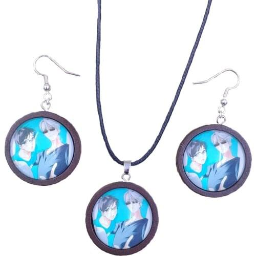 Cute Hot Anime YURI!!! on ICE Yuri Katsuki Fashion Jewelry Set Necklace&Earrings Wood Wooden Women Female Gift BSDYL