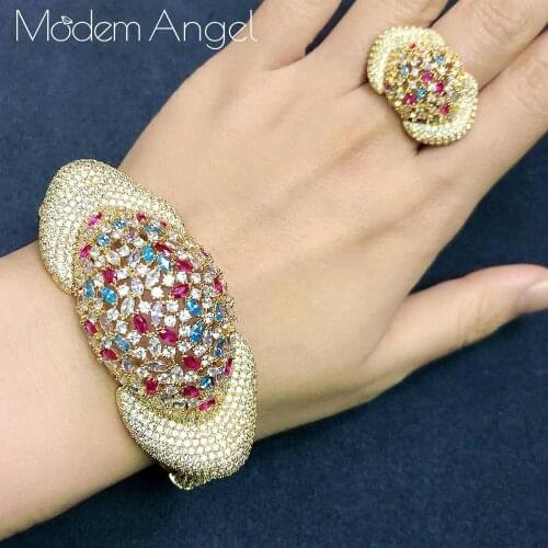 ModemAngel Luxury African Bangle Ring Sets Fashion Dubai Bridal Jewelry Sets For Women Wedding brincos para as mulheres