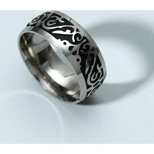 MOREDEAR Fashion Vintage 8mm Black Pattern Ring For Men And Women