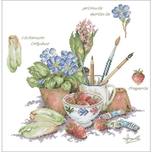 13- Dim 0871 Cross Stitch Kit Package Greeting Needlework Counted Cross-Stitching Kits New Style Lanarte 34193 strawberry