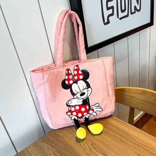 2021 New Girls Canvas Bag Cartoon Mickey Mouse Shoulder Bag Student Handbag Female Shopping Bag Large Capacity Tote Bag