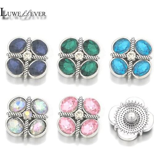 New Component w185 Crystal 3D 18mm Metal Snap Button For Bracelet Necklace Interchangeable Jewelry Women Accessorie Findings
