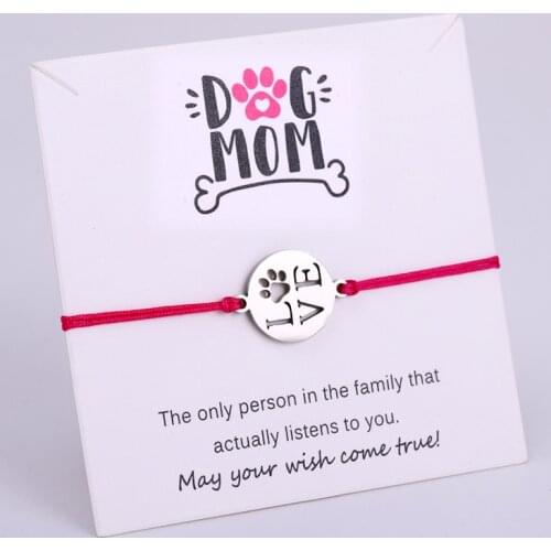 Dogs Dog Cats Mom Paw Stainless Steel Charm Bracelets Best Friends Women Unisex Adjustable Jewelry Christmas Gift Drop Shipping