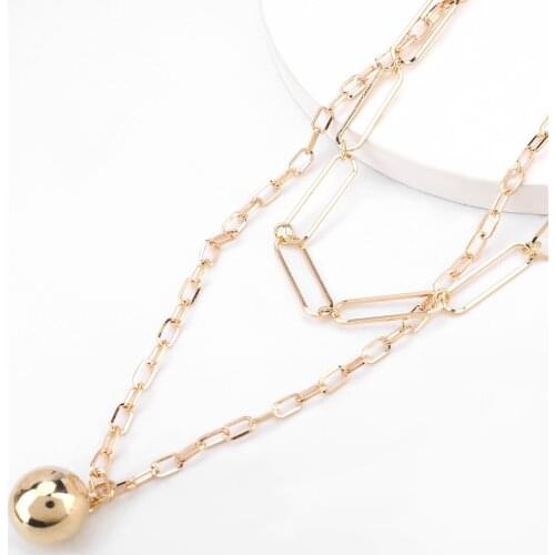 Pauli Manfi Fashion Creative Multilayer Metal Ball Pendant Necklace Womens Popular Elegant Banquet Jewelry Accessories