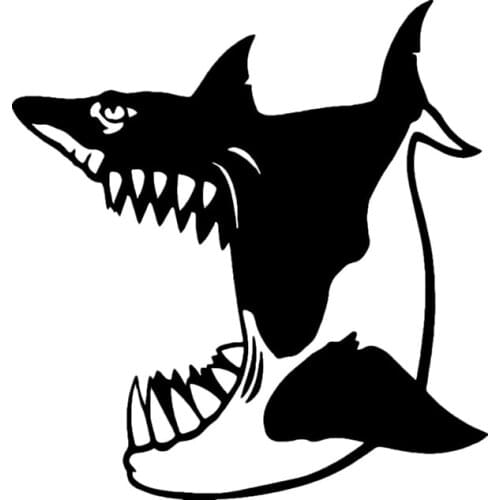 Personality Funny Car Sticker Paper Mouth Shark Fashion Car Decoration Cover Scratch Pvc Sticker Black/white, 14cm * 14cm