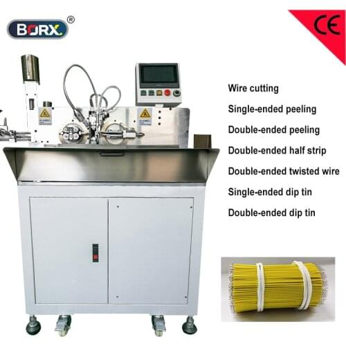 Fully automatic Servo wires double end stripping tin dip soldering machine for electric cable peeling twist tinning function