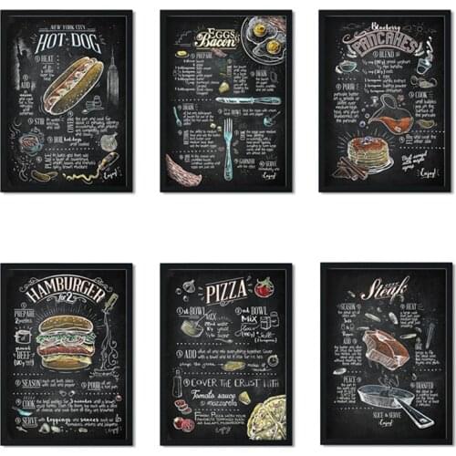 Burger Hot Dog Kitchen Internet Cafe Western Restaurant Picture Home Decor Posters Quality Canvas Painting