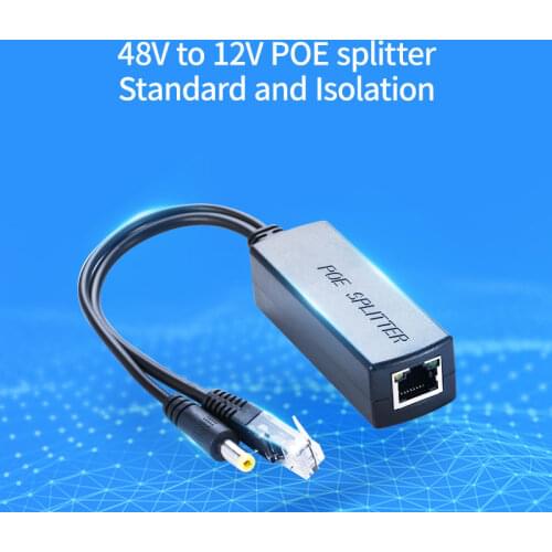 POE Splitter 48V TO 12V1.2/2A IEEE802.3af/at 100/1000Mbps Power over Ethernet for IP Camera Wireless AP Cable Router