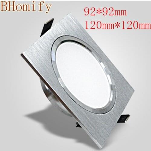 LED Square Downlights 5W 10W Dimmable AC85-265V Brush silver LED Ceiling Lamp Down Light for Kitchen/Home/Office Indoor Lighting