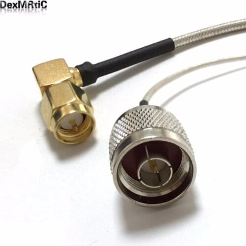 SMA Male Right Angle to N type MalePlug semi-solft Cable Adapter RG405.086" 20cm 8"/30cm/50cm/100cm for wireless modem