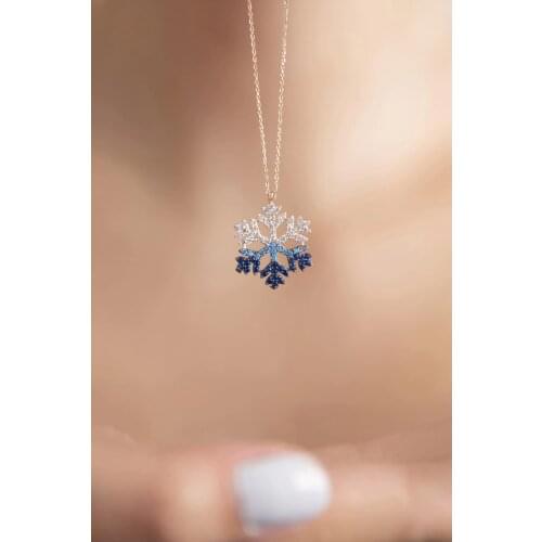 Snowflake-pattern 925 sterling silver necklace, snowflake pendant