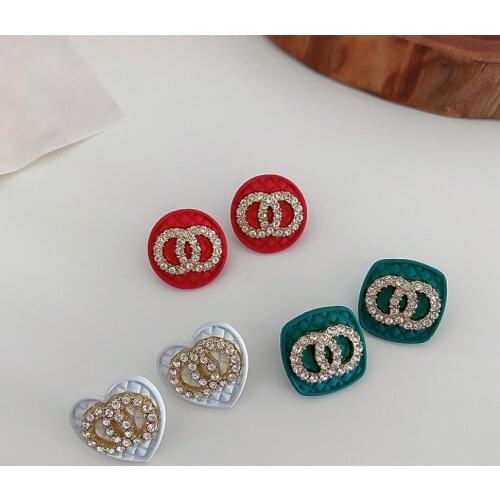 Rhinestone Geometric Stud Earrings for Women Girls 2021 New Bijoux Circle Earring Party Jewelry Gifts Gold Trendy earings