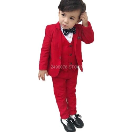 Flower Boys Japan Wedding Suit Kids Jacket Vest pants 3Pcs Set Children Formal Tuxedo Performance Host Dance Party Dress Costume