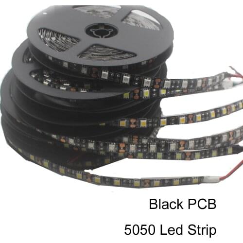 LED Strip 5050 DC12V Flexible LED Light, Black PCB, No Waterproof / Waterproof, 60 LED/m 5m/lot